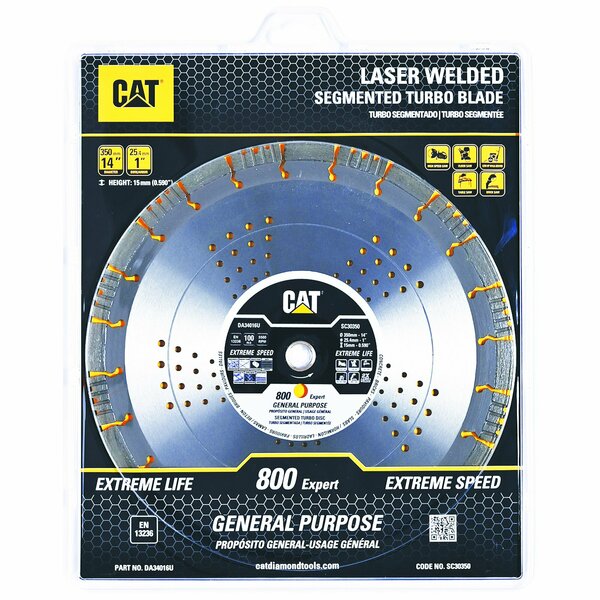 Caterpillar 800 Expert Segmented Laser Welded General Purpose Diamond Blade 14-In - 350mm DA34016U